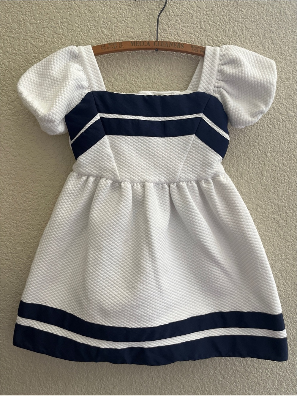 Janie & Jack Quilted Puff Sleeve Sailor Dress Size 7